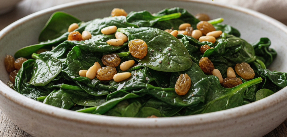 espinacas-con-pasas-y-piñones